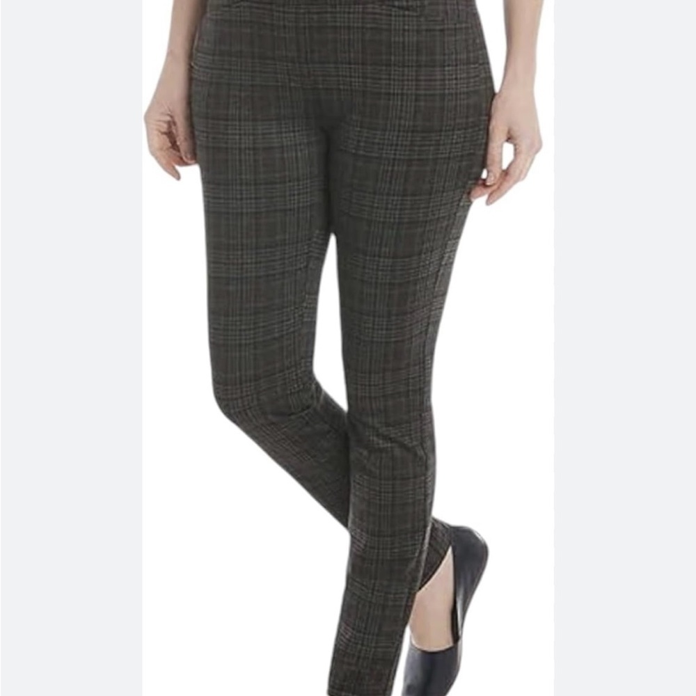 Dalia Plaid Skinny Pants - Black Gray Plaid